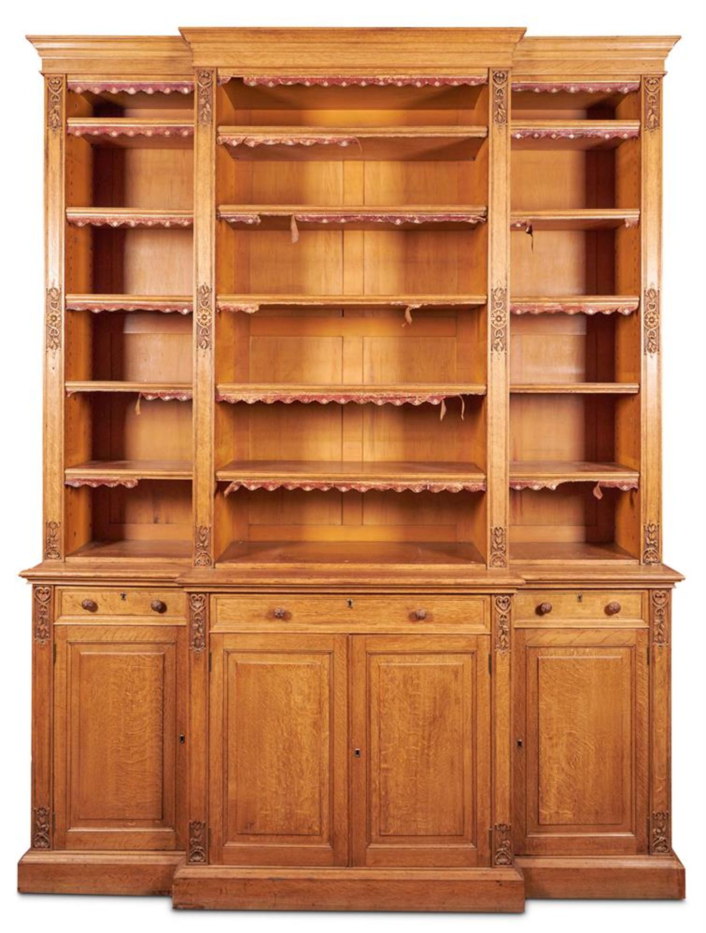 A VICTORIAN OAK BREAKFRONT BOOKCASE, THIRD QUARTER 19TH CENTURY - Image 2 of 4
