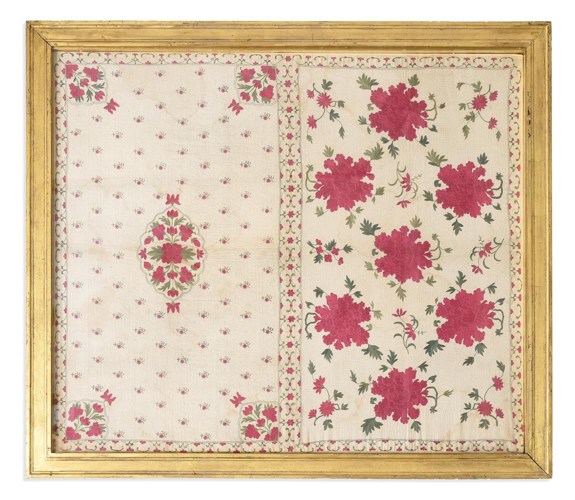A MUGHUL SILK EMBROIDERED DOUBLE SIDED CUSHION COVER, NORTH INDIA, CIRCA 1800