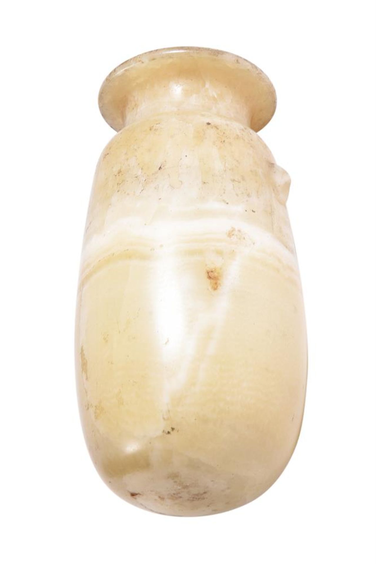 AN EGYPTIAN ALABASTER ALABASTRON, LATE PERIOD AFTER 600 B.C. - Image 2 of 3
