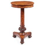 A GEORGE IV BURR OAK OCCASIONAL TABLE, CIRCA 1825