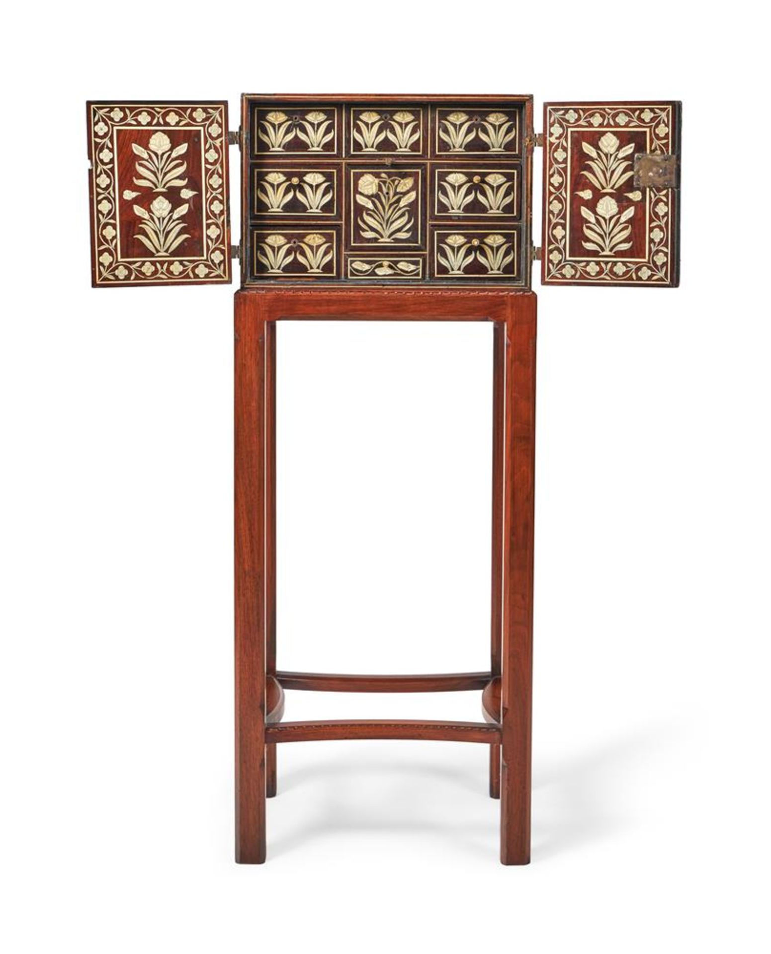 Y AN INDIAN HARDWOOD AND IVORY INLAID CABINET GUJERAT OR SINDH, LATE 17TH/EARLY 18TH CENTURY