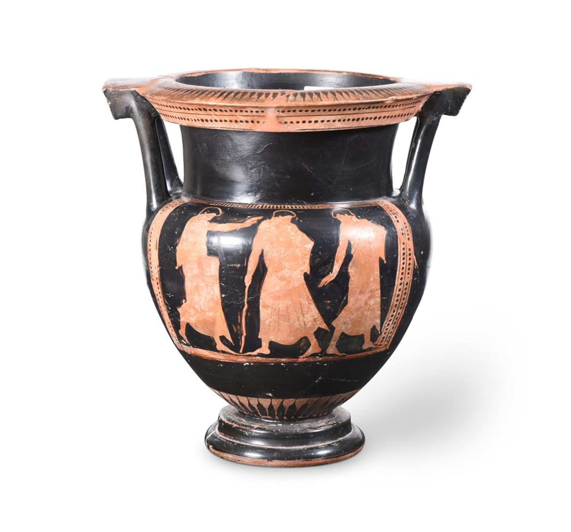 AN ATTIC RED-FIGURE COLUMN KRATER, ATTRIBUTED TO THE LENINGRAD PAINTER, CIRCA 480-460 B.C.