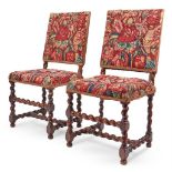A PAIR OF WILLIAM & MARY WALNUT AND TURKEY-WORK SIDE CHAIRS OR BACKSTOOLS, LATE 17TH CENTURY