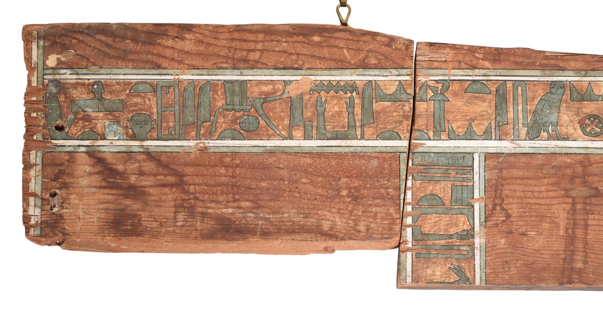 AN EGYPTIAN POLYCHROME PAINTED WOOD SARCOPHAGUS PANEL BELONGING TO A WOMAN MIDDLE KINGDOM - Bild 2 aus 4