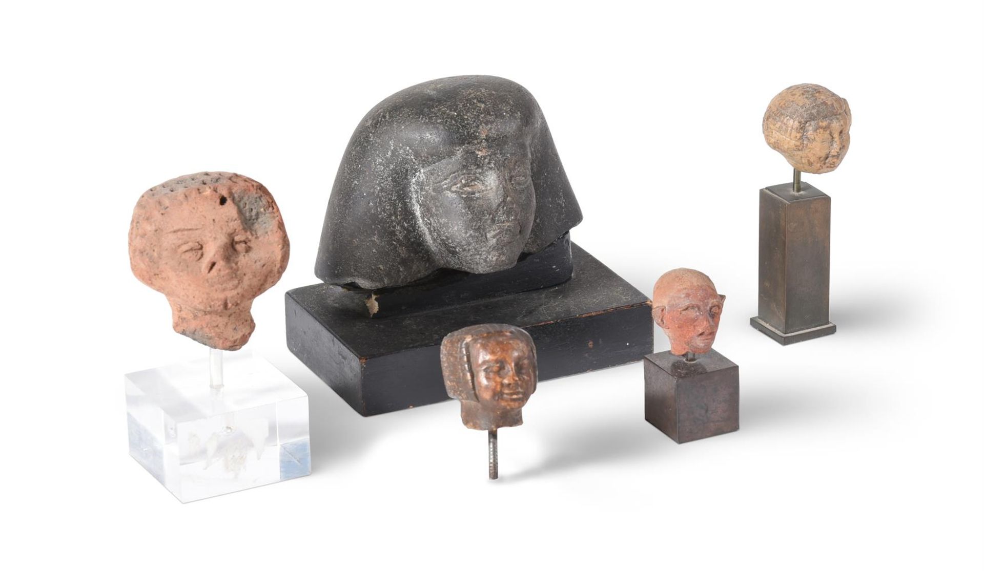 THREE STONE HEADS, PROBABLY NOT ANCIENT