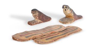 TWO EGYPTIAN POLYCHROME PAINTED CARTONNAGE FOOT SOLES, PTOLEMAIC PERIOD, CIRCA 300-30 B.C.