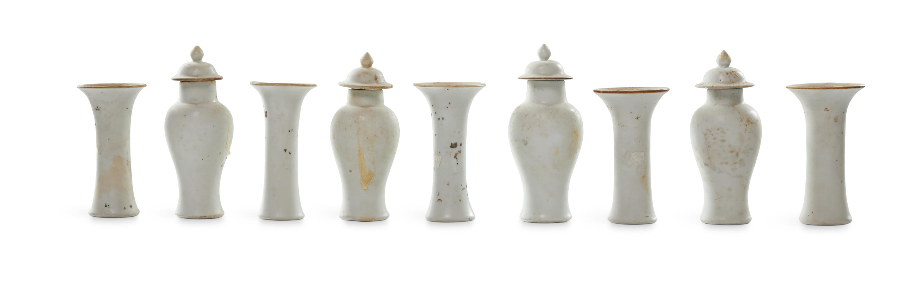 A WHITE PORCELAIN MINIATURE ‘SHIPWRECK’ GARNITURE, CHINESE, 18TH CENTURY - Image 2 of 10