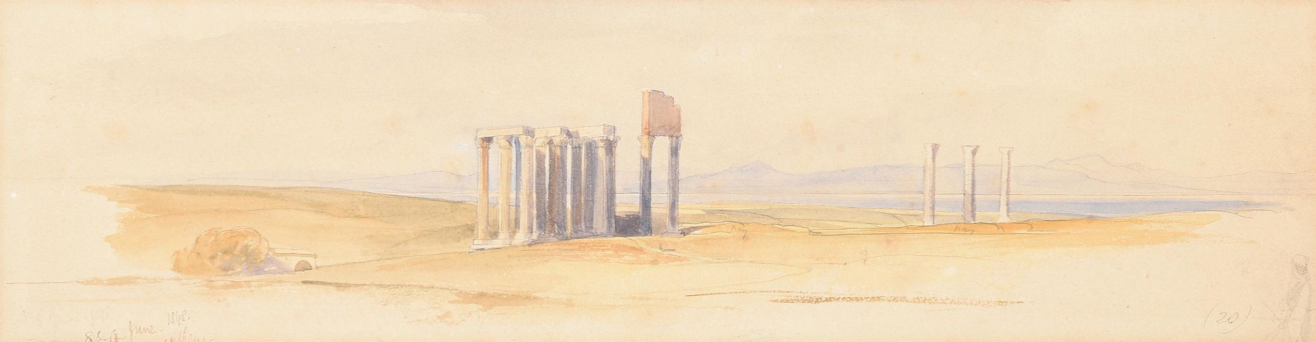 EDWARD LEAR (ENGLISH 1812-1888), TEMPLE RUINS IN ATHENS [ZEUS OLYMPIC] - Bild 2 aus 2