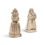 A RARE PAIR OF STONE TOMB FIGURES OR 'KNEELERS', EARLY 17TH CENTURY