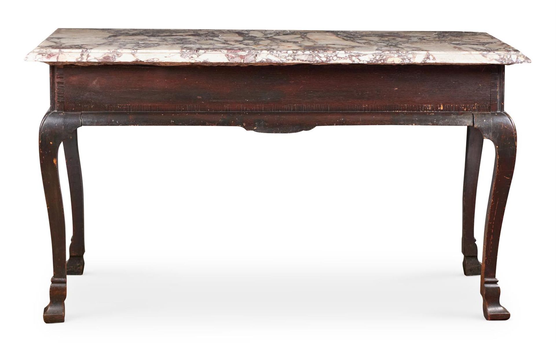 A GEORGE II OAK AND MARBLE TOPPED SIDE TABLE, MID 18TH CENTURY