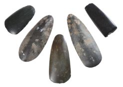 FIVE NEW GUINEA STONE ADZE BLADES