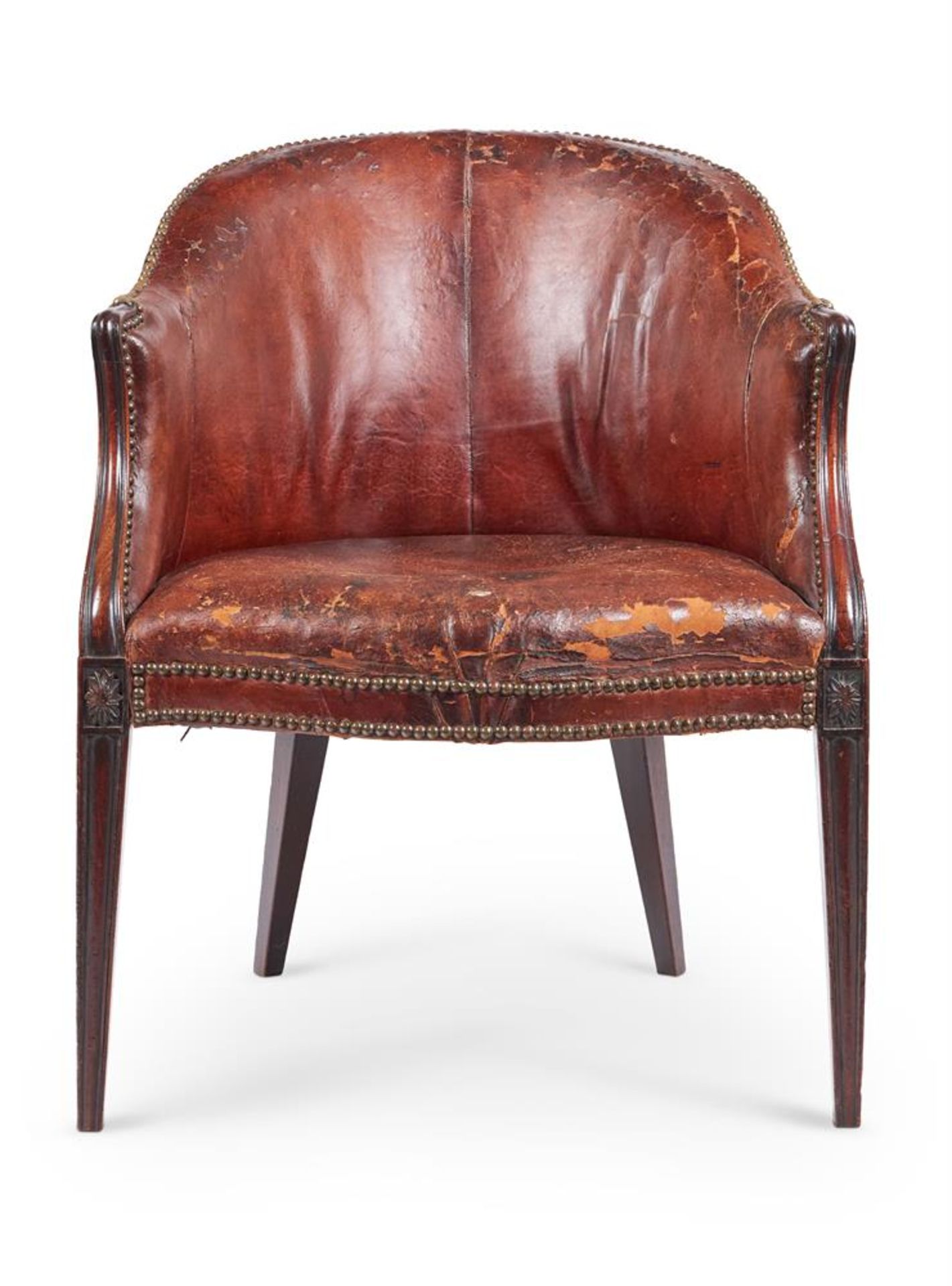 A GEORGE III MAHOGANY AND LEATHER LIBRARY ARMCHAIR CIRCA 1780 - Image 2 of 2