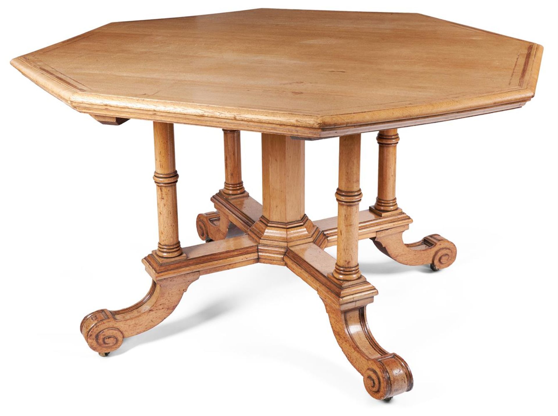 A LATE VICTORIAN OAK OCTAGONAL CENTRE TABLE, MID 19TH CENTURY - Image 2 of 6