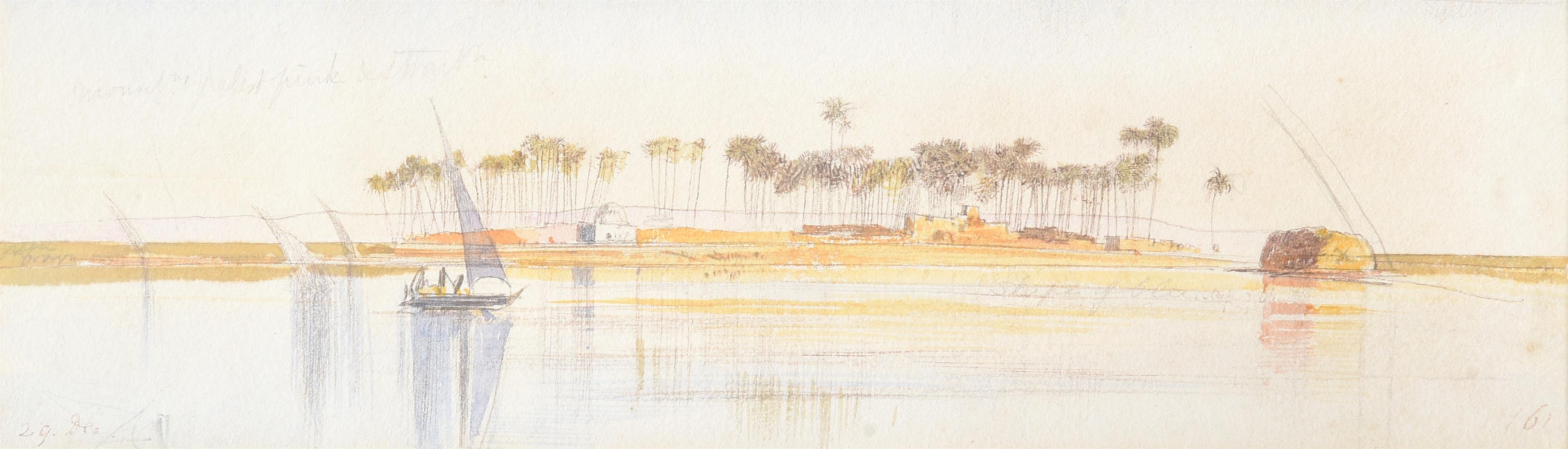 EDWARD LEAR (ENGLISH 1812-1888), DHOWS ON THE NILE - Image 2 of 2