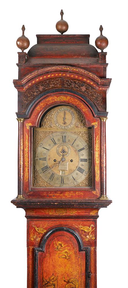 A GEORGE II RED AND GILT JAPANNED LONGCASE CLOCK STEPHEN ASSELIN, LONDON, CIRCA 1725 - Image 4 of 5