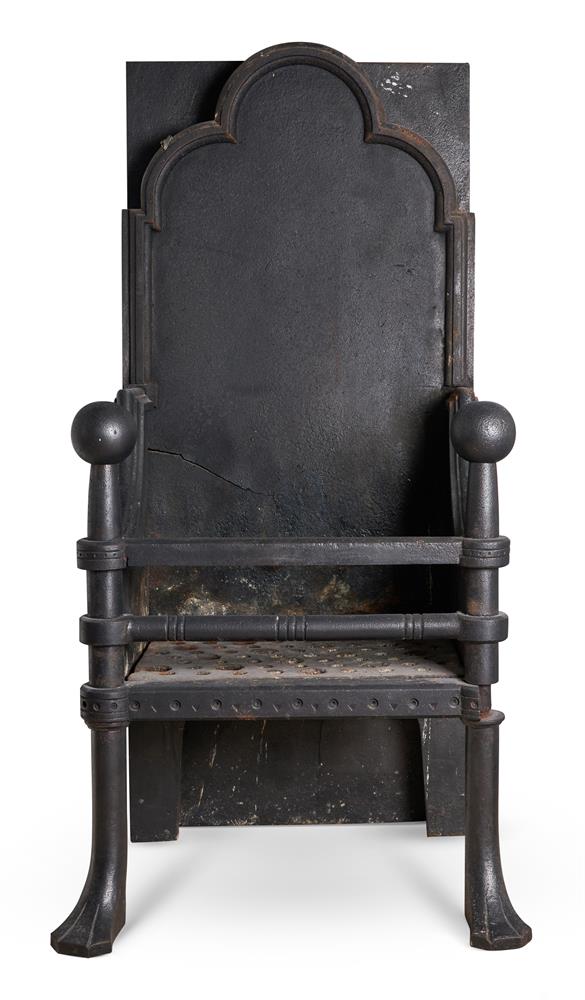 A CAST IRON FIRE GRATE, ATTRIBUTED TO WILLIAM BURGES FOR HART, SON, PEARD & CO., CIRCA 1875
