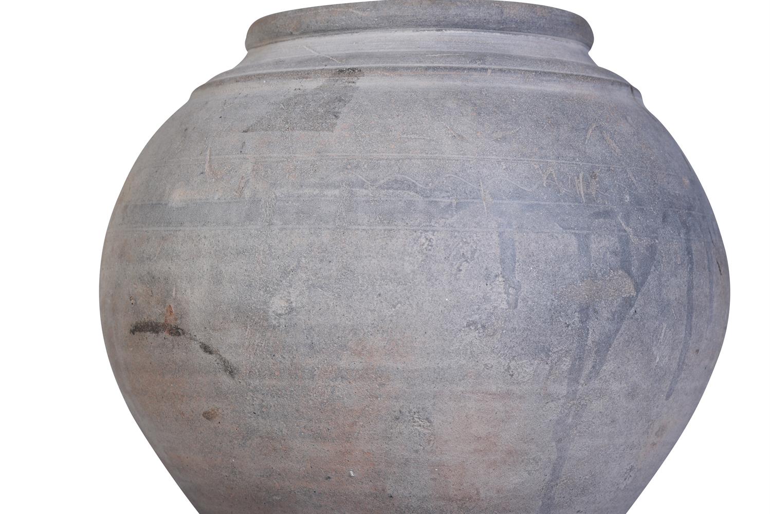 A ROMAN GREYWARE POTTERY URN, CIRCA 2ND CENTURY A.D. AND NOW FITTED AS A LAMP - Image 3 of 4