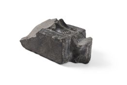 AN EGYPTIAN FRAGMENTARY SCHIST STATUE BASE LATE PERIOD