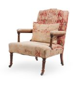 A VICTORIAN MAHOGANY OPEN ARMCHAIR, LATE 19TH CENTURY