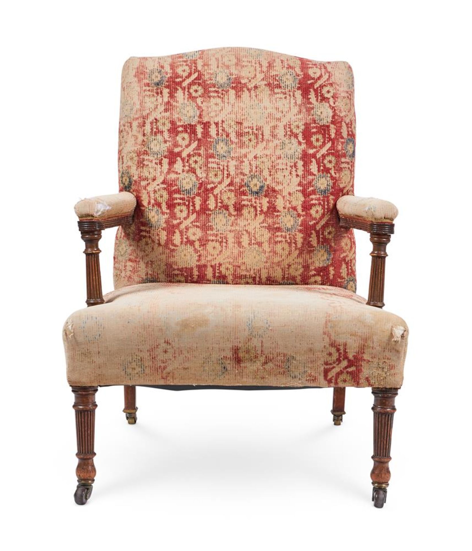 A VICTORIAN MAHOGANY OPEN ARMCHAIR, LATE 19TH CENTURY - Image 3 of 4