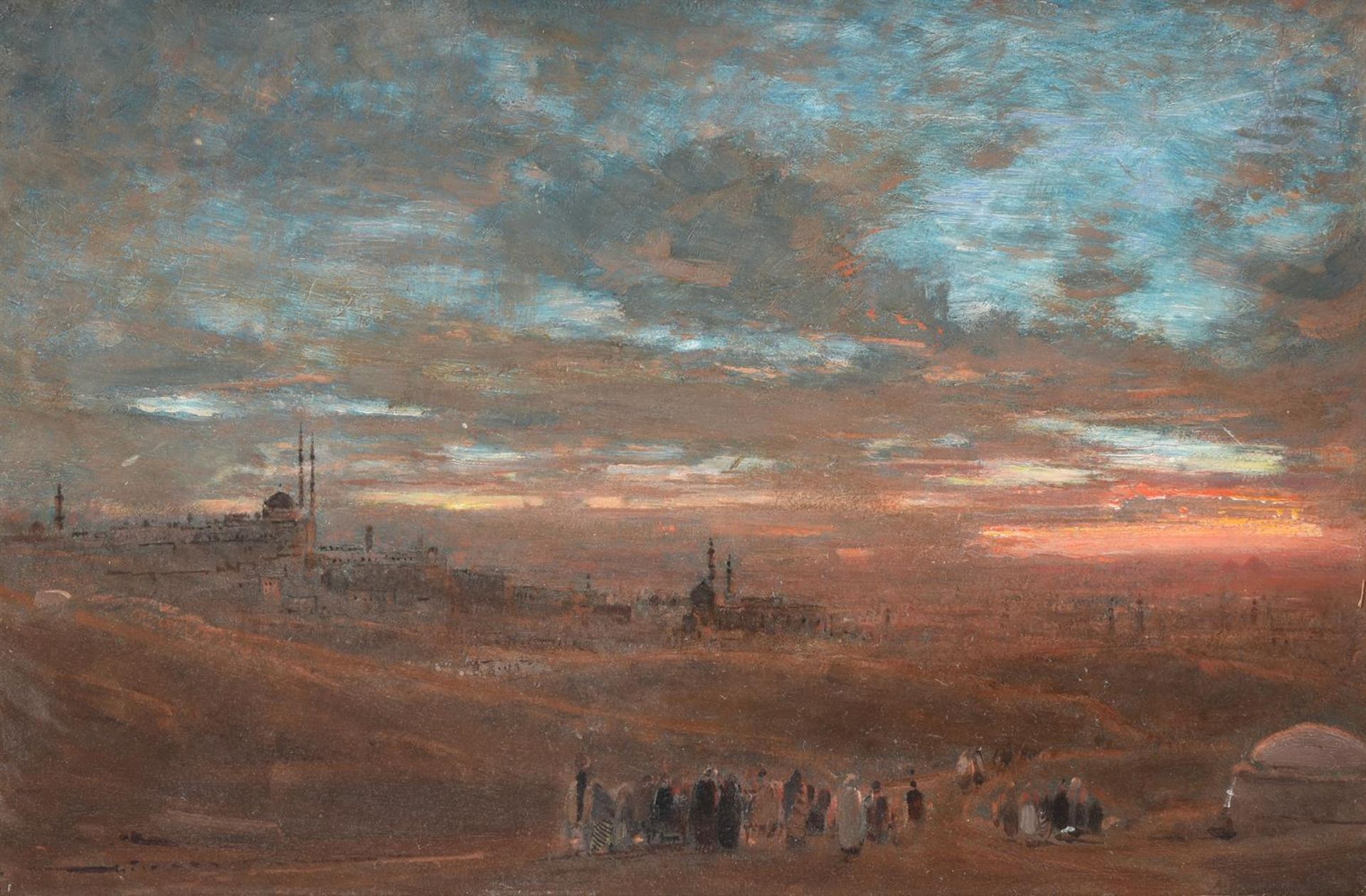 ALBERT GOODWIN (ENGLISH 1845-1932), A VIEW OF CAIRO AT SUNSET - Image 2 of 3