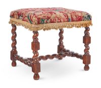 A WILLIAM & MARY WALNUT AND TURKEY-WORK STOOL, LATE 17TH CENTURY AND LATER