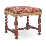 A WILLIAM & MARY WALNUT AND TURKEY-WORK STOOL, LATE 17TH CENTURY AND LATER