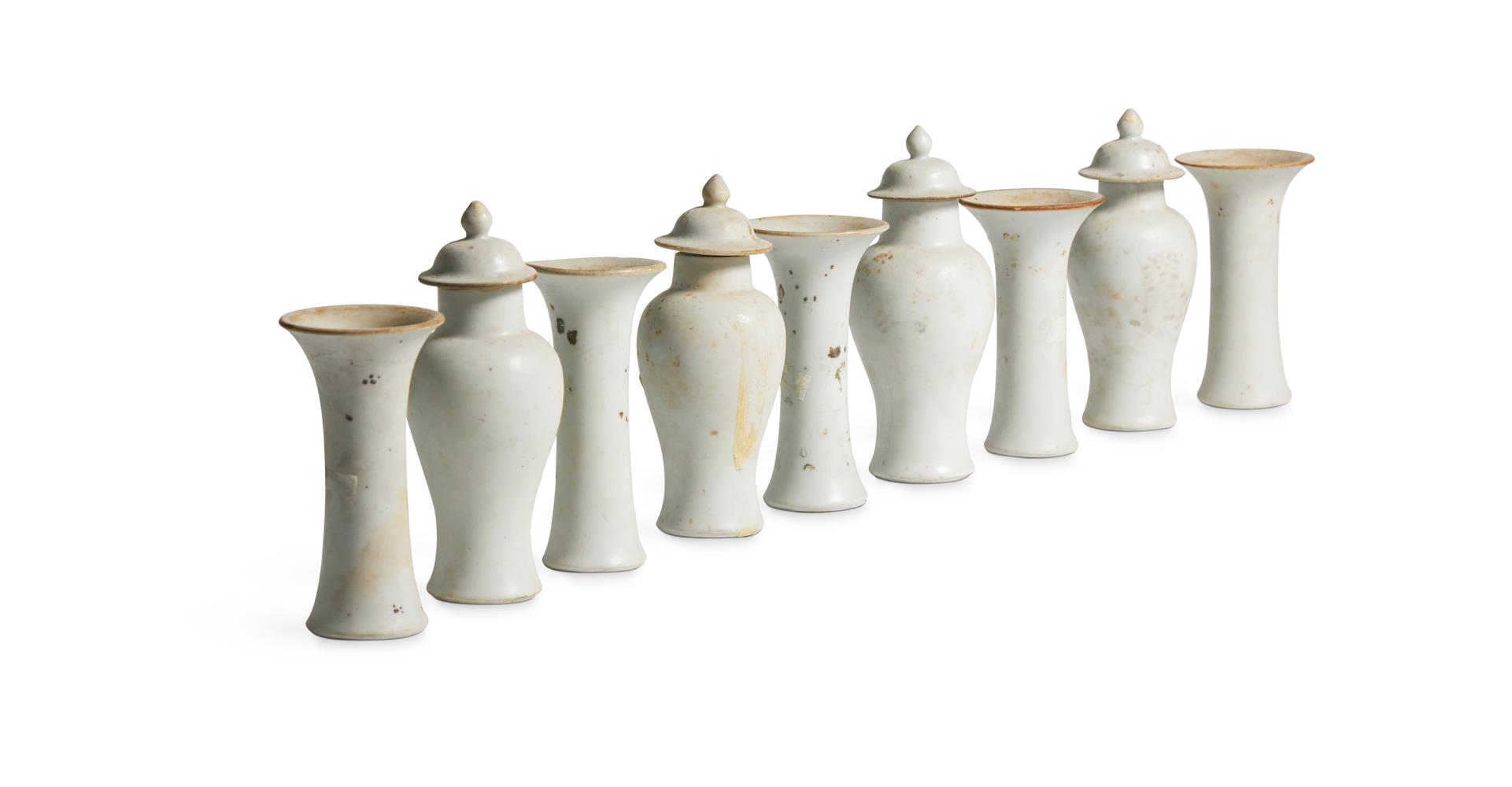 A WHITE PORCELAIN MINIATURE ‘SHIPWRECK’ GARNITURE, CHINESE, 18TH CENTURY - Image 5 of 10