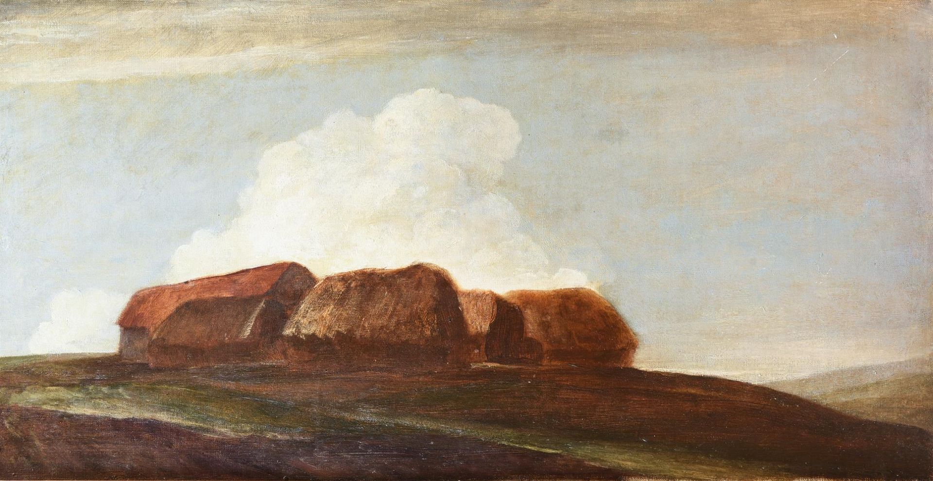 GEORGE FREDERICK WATTS (ENGLISH 1817-1904), HAYSTACKS (STUDY ON BRIGHTON DOWNS) - Image 2 of 3