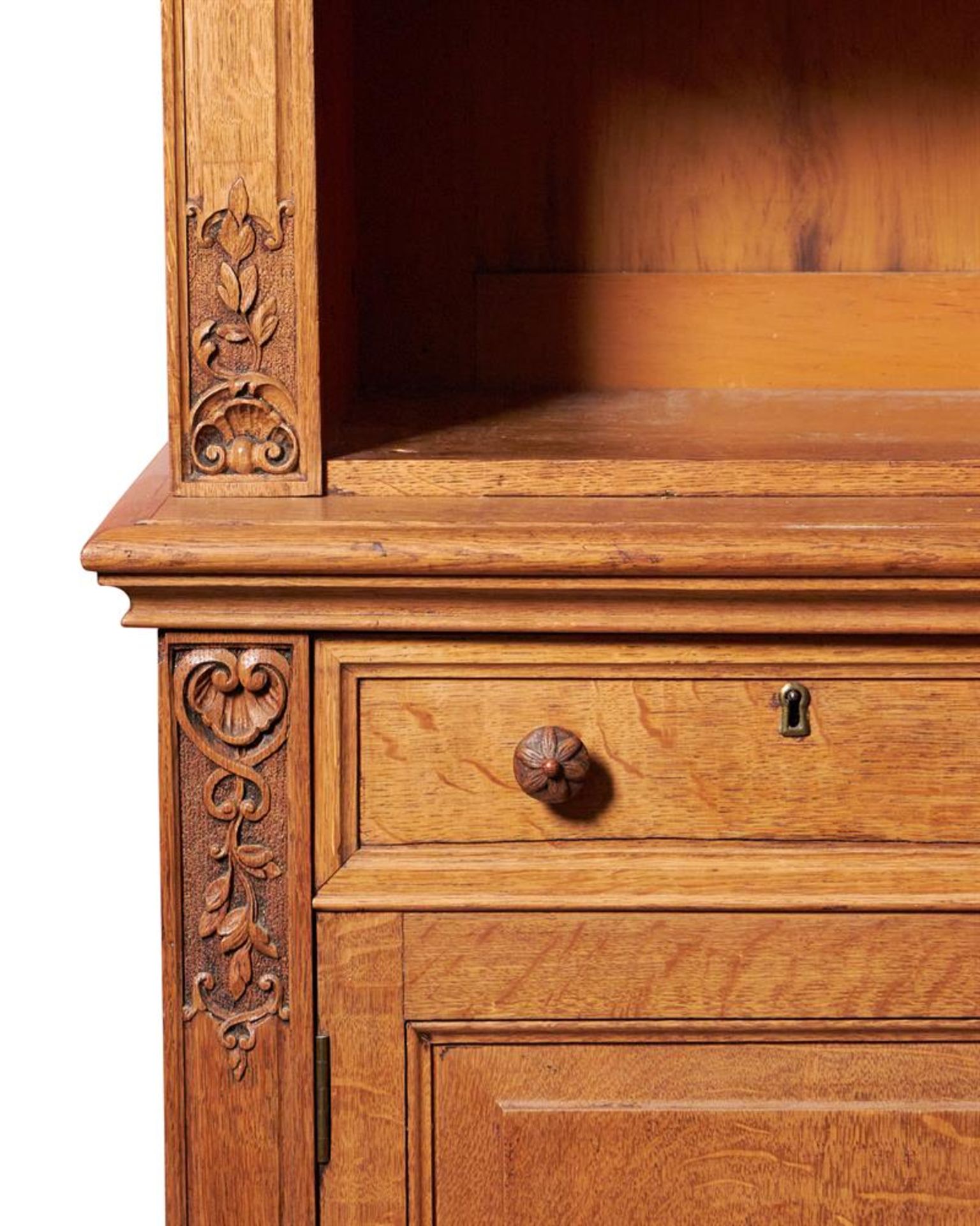 A VICTORIAN OAK BREAKFRONT BOOKCASE, THIRD QUARTER 19TH CENTURY - Image 3 of 4