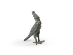 AN EGYPTIAN BRONZE FRAGMENTARY FIGURE OF A FALCON, LATE PERIOD AFTER 600 B.C.