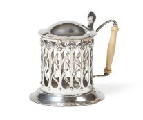 Y A RARE UNRECORDED SILVER MUSTARD POT ATTRIBUTED TO CHARLES ROBERT ASHBEE