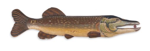 A PAINTED METAL MODEL OF A PIKE IN THE 19TH CENTURY FOLK ART MANNER, LATE 20TH CENTURY