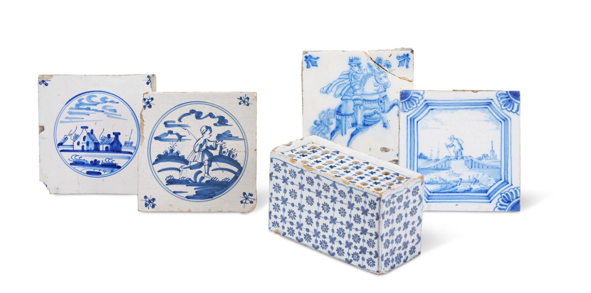 AN ENGLISH DELFT BLUE AND WHITE FLOWER BRICK, CIRCA 1760 - Image 2 of 2