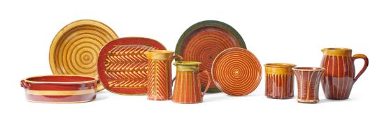 TEN PIECES OF FRENCH RED POTTERY SLIPWARE, APT, PROVENCE, LATE 20TH CENTURY