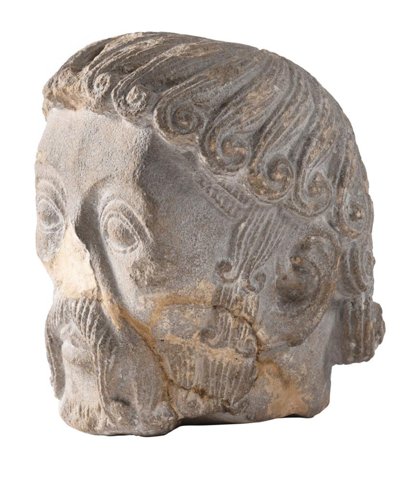 A ROMANESQUE LIMESTONE HEAD OF A BEARDED SAINT, FRENCH, 12TH CENTURY - Bild 3 aus 4