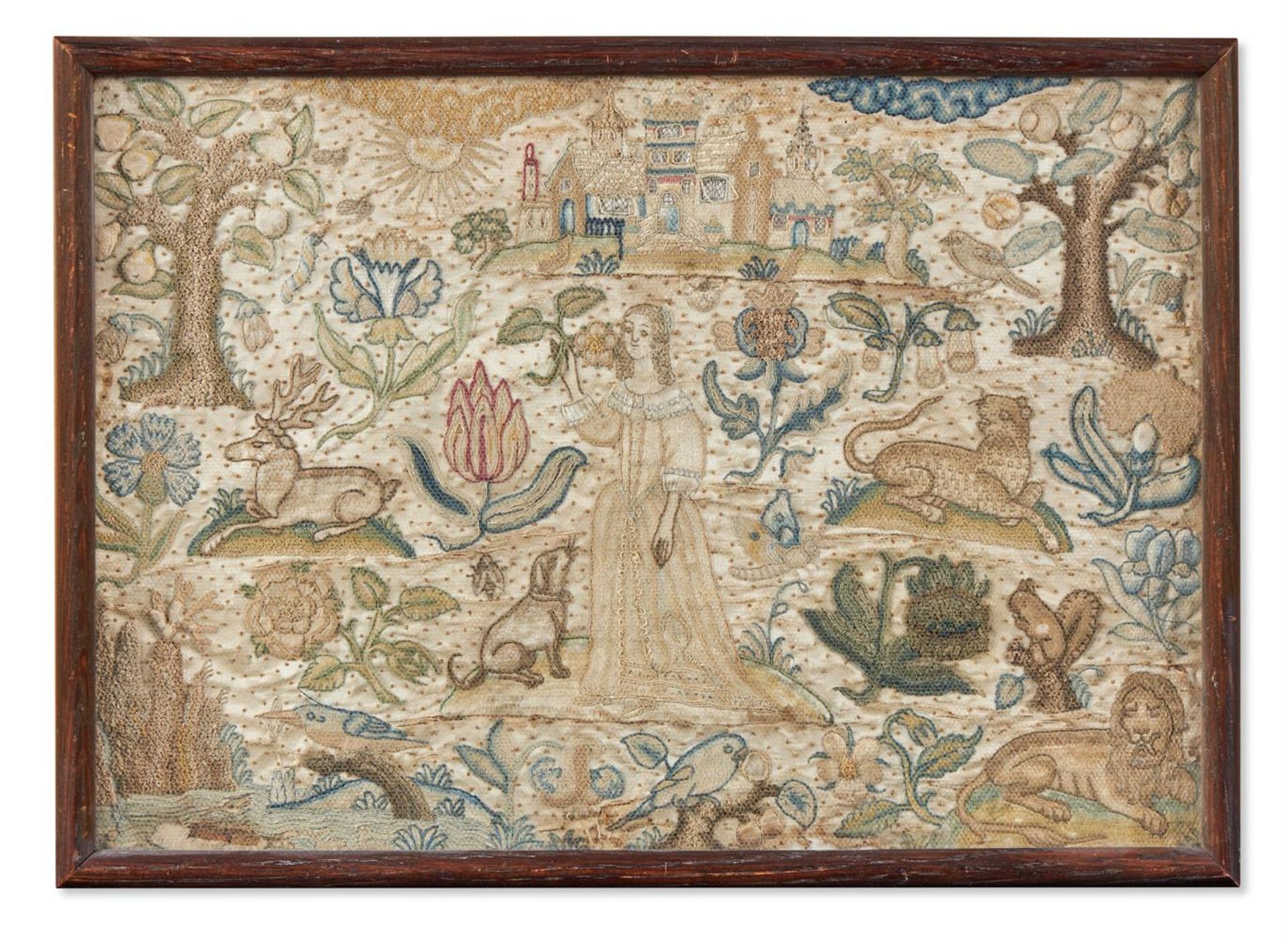 A CHARLES I NEEDLEWORK PICTURE EMBLEMATIC OF FIDELITY, CIRCA 1641