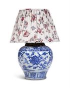 A BLUE AND WHITE VASE, CHINESE, 17TH CENTURY, NOW FITTED AS A LAMP