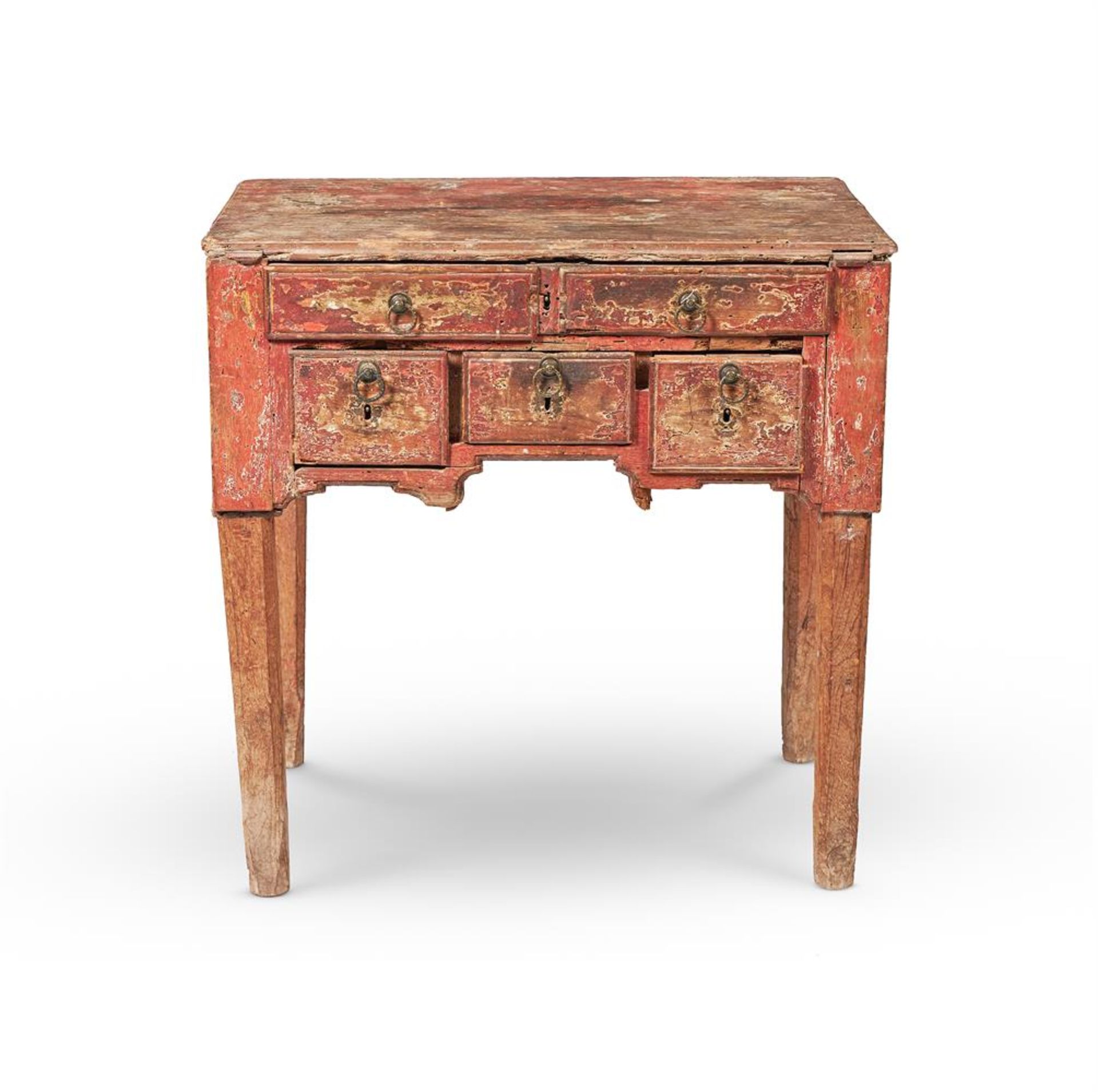 A GEORGE II PAINTED PINE SIDE TABLE, MID 18TH CENTURY AND LATER