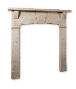 A LIMESTONE FIRE SURROUND, FRENCH, POSSIBLY EARLY 19TH CENTURY
