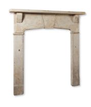 A LIMESTONE FIRE SURROUND, FRENCH, POSSIBLY EARLY 19TH CENTURY