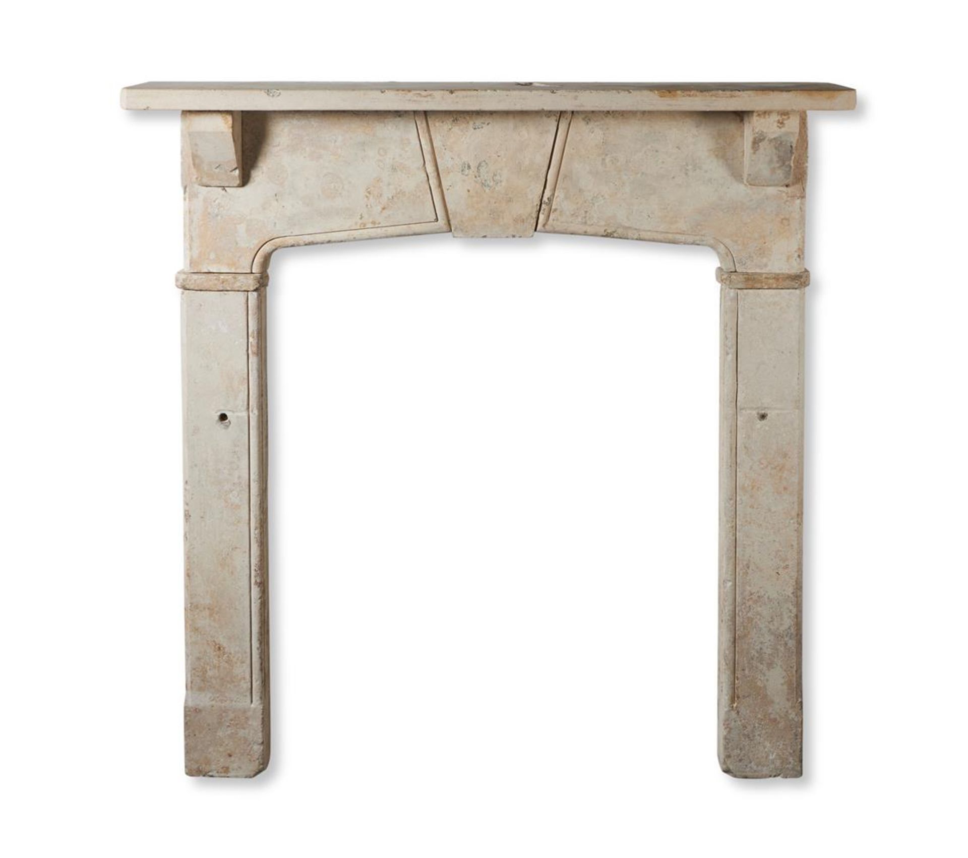 A LIMESTONE FIRE SURROUND, FRENCH, POSSIBLY EARLY 19TH CENTURY - Image 2 of 3