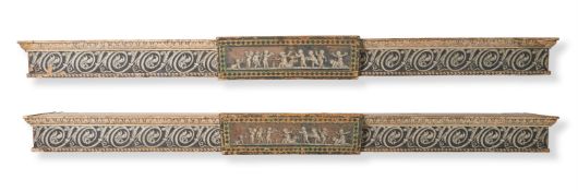 A PAIR OF GEORGE III MONOCHROME NEOCLASSICAL PELMETS, LATE 18TH CENTURY