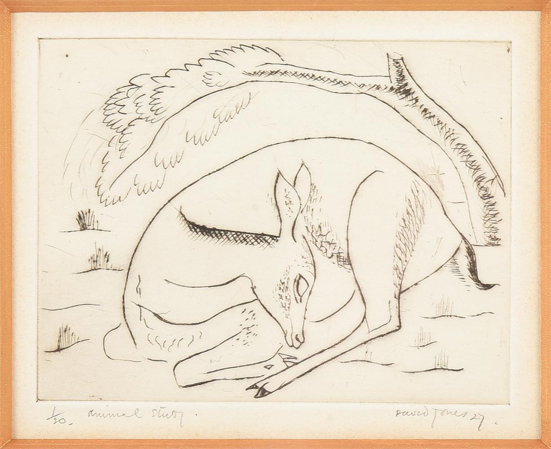 λ DAVID JONES (BRITISH 1895-1974), HORSES GRAZING; FAWNS SITTING; SLEEPING FAWN; BIG CAT; CAT RESTIN - Image 5 of 7