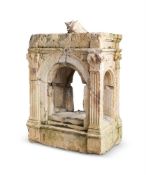 A SMALL STONE TRIUMPHAL ARCH OR SHRINE, PROBABLY ITALIAN, MID 16TH CENTURY, BEARING THE DATE '1540'