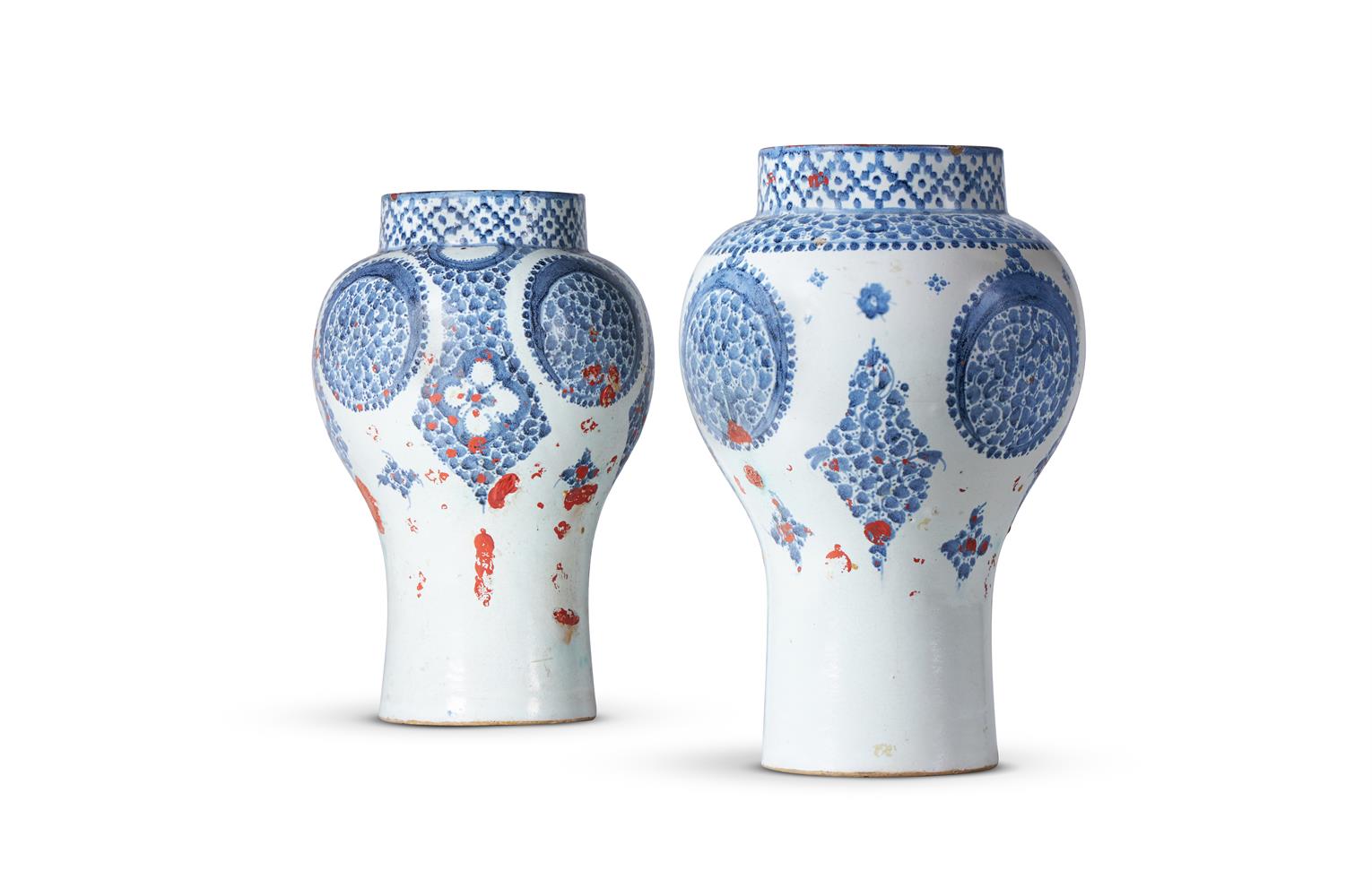 A PAIR OF BLUE AND WHITE VASES, POSSIBLY NORTH AFRICA, 19TH CENTURY - Image 2 of 2
