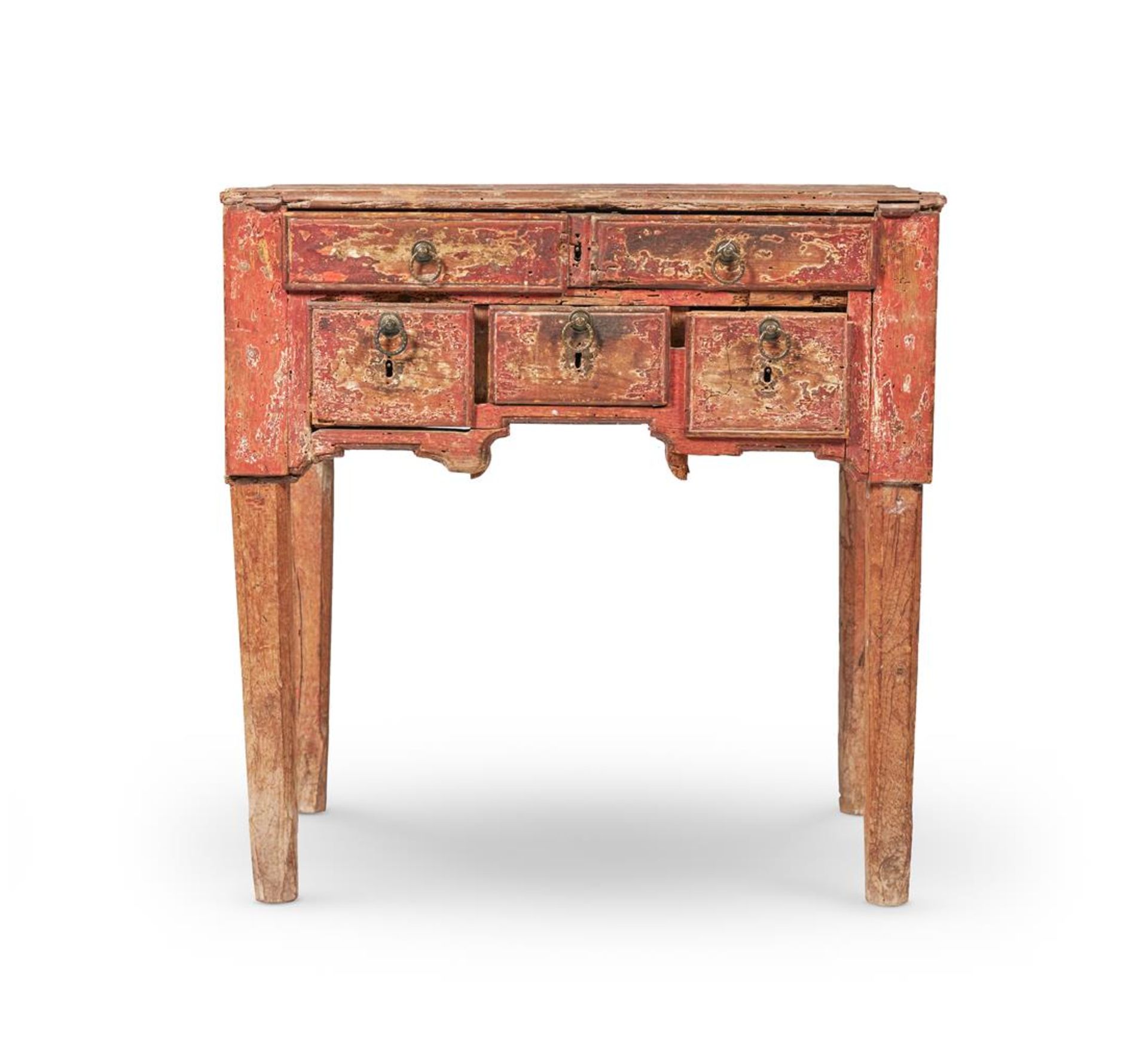 A GEORGE II PAINTED PINE SIDE TABLE, MID 18TH CENTURY AND LATER - Image 3 of 3