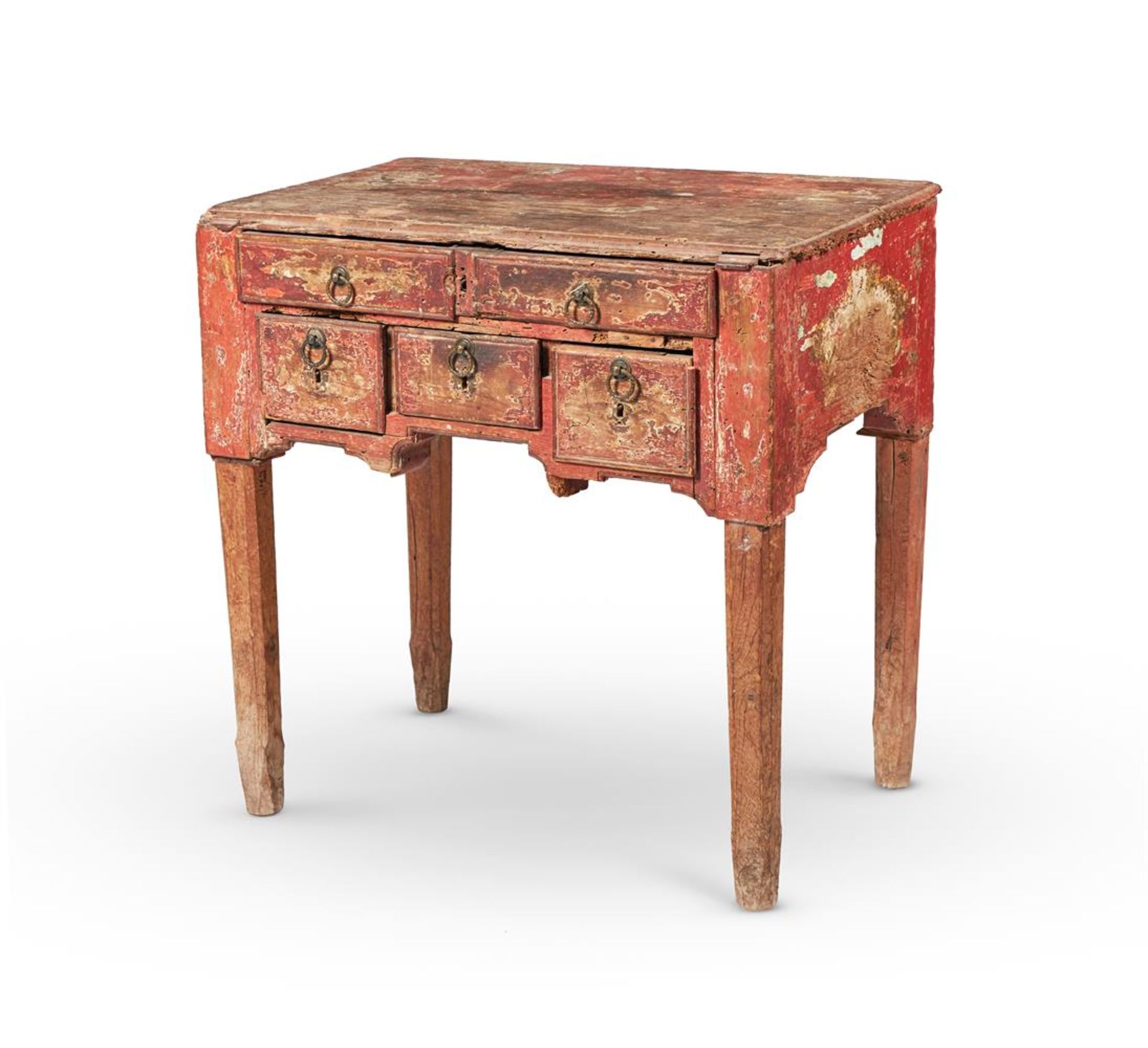 A GEORGE II PAINTED PINE SIDE TABLE, MID 18TH CENTURY AND LATER - Image 2 of 3