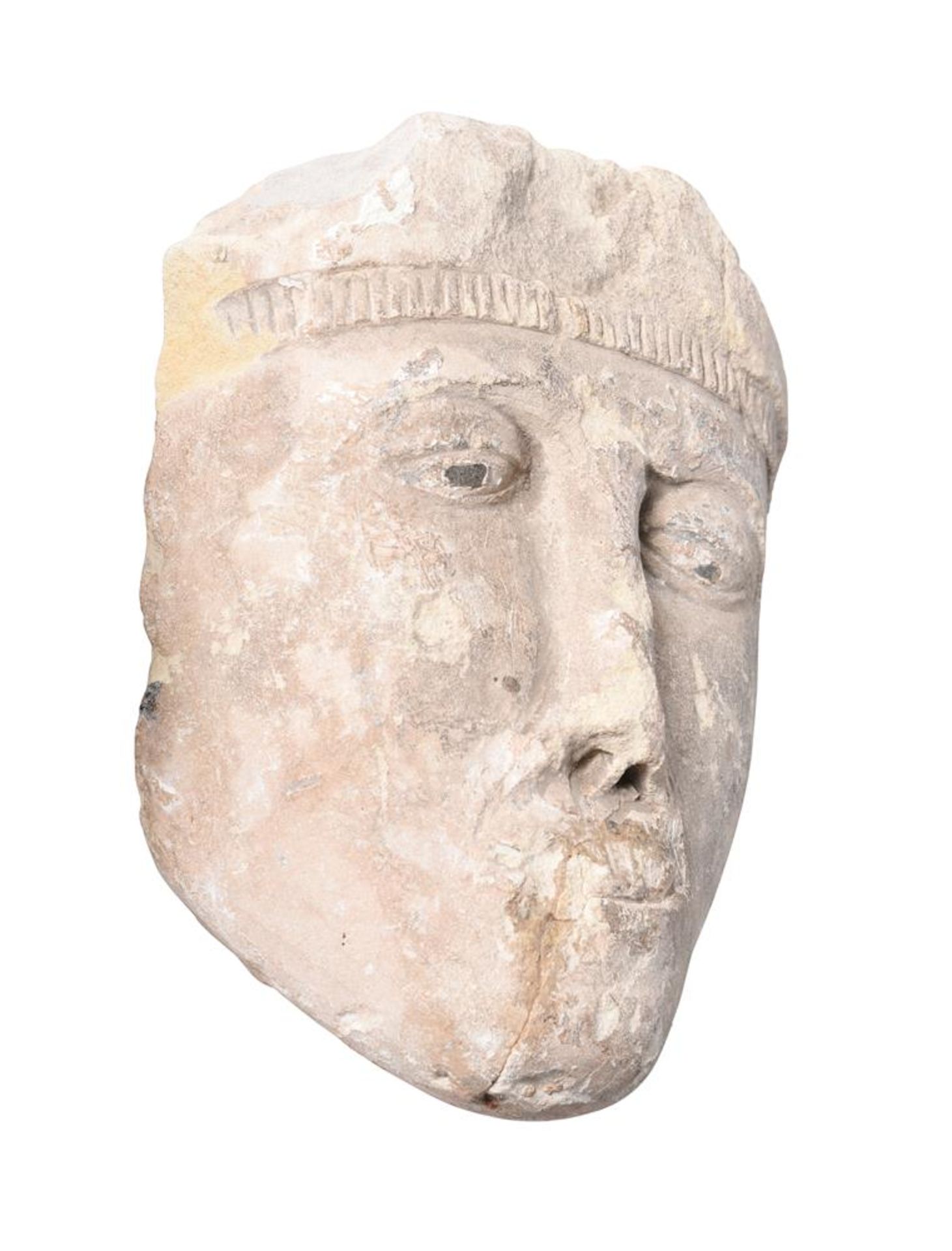 TWO FRAGMENTARY CARVED STONE HEADS, PROBABLY 11TH-13TH CENTURIES - Image 4 of 5