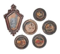 A SET OF FIVE PAINTED SOFTWOOD TONDOS, ITALIAN SCHOOL, LATE 18TH/EARLY 19TH CENTURY